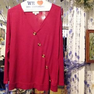 ADORABLE LADIES  LONG RED SLEEVE BLOUSE
